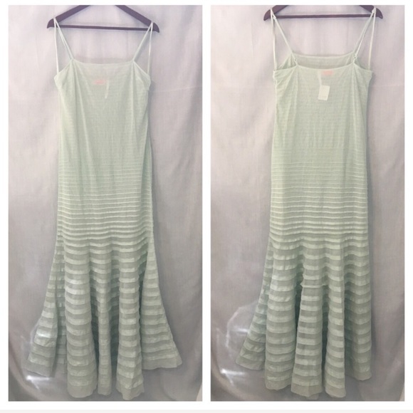 Free People Dresses & Skirts - Free People Lace Green Pintucked Flare Maxi Dress